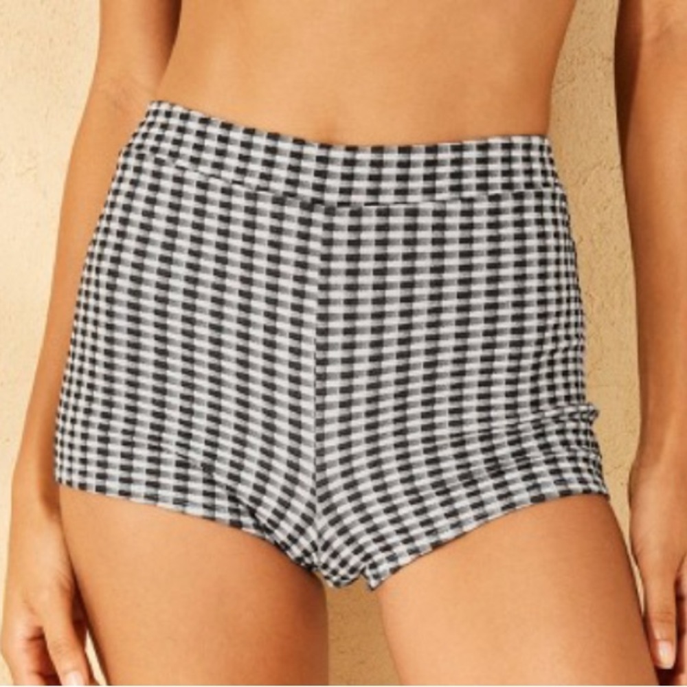 Wild Fable Textured Gingham Shortie Swim Bottoms